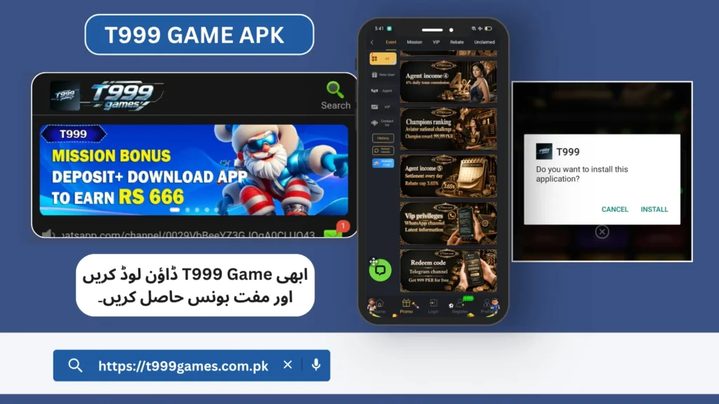 Installing the T999 Game APK on an Android device.